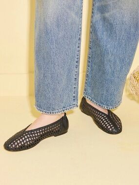 Freda Salvador Black Woven Ballet Flats 10.5